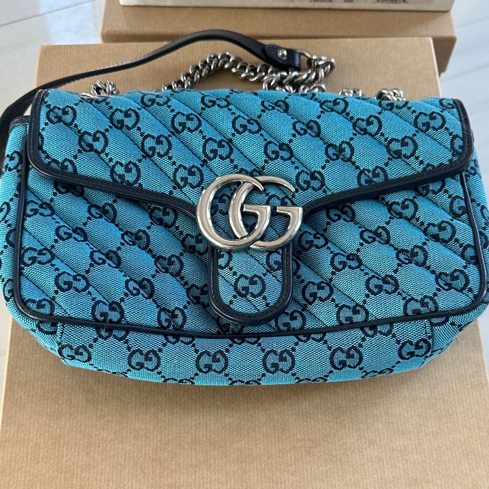Gucci Teal GG Logo Shoulder Bag